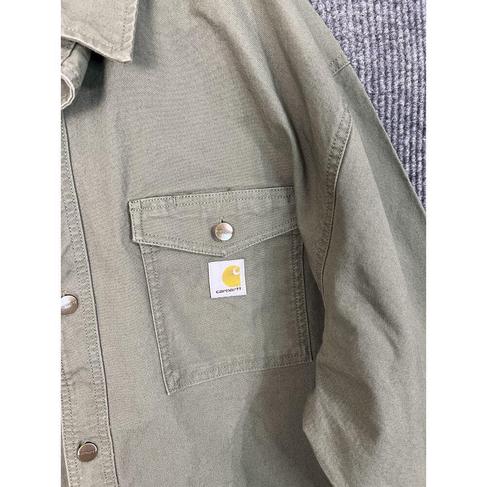 Montana Rugged Flex Loose Fit Heavyweight Duck Shirt Jacket 2X Green Work Wear - Picture 5 of 14